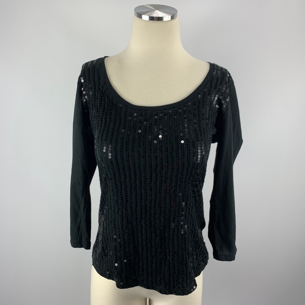 NY&C XS Black Sparkle Top 3/4 Sleeves